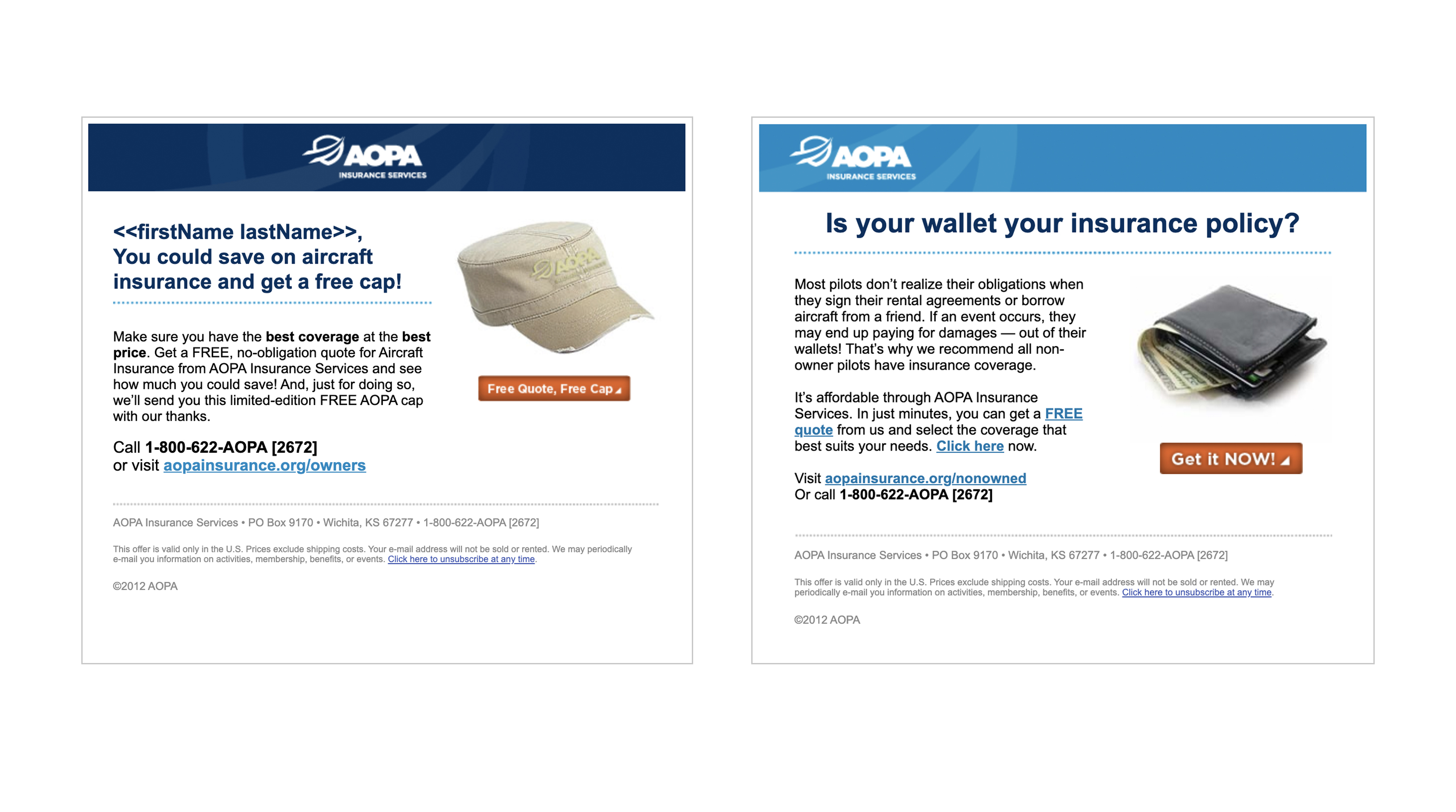 AOPA Insurance Services HTML emails